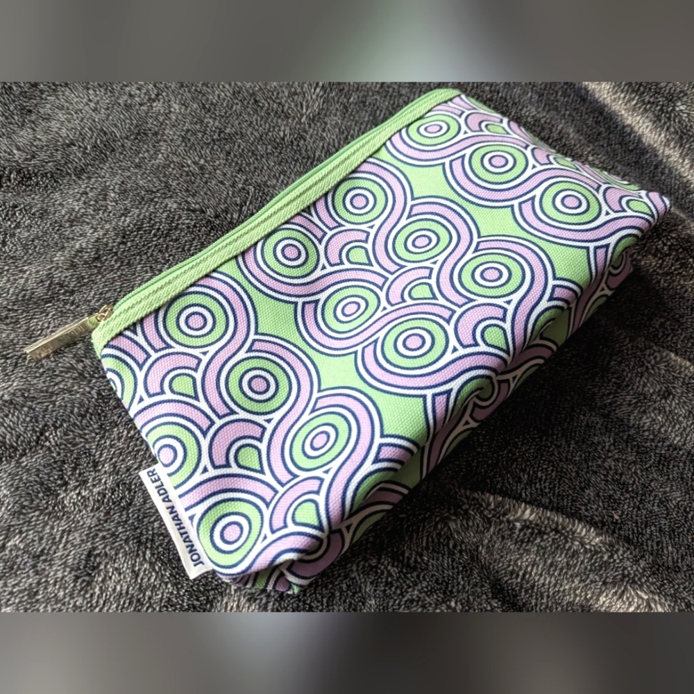 Clinique Makeup or toiletry bag with Jonathan Adler in Clinique green and lilac